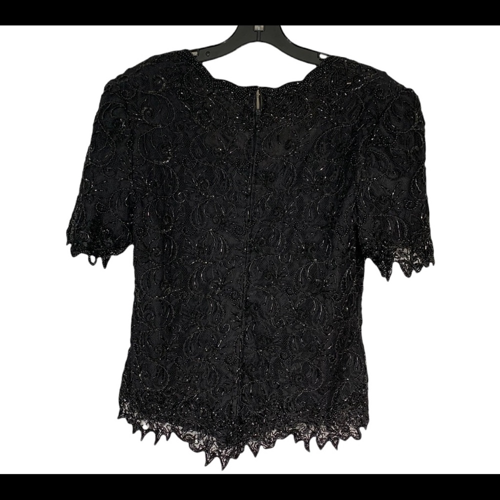 Luxury Brilliante Black Sequin Beaded embellished Top Size M